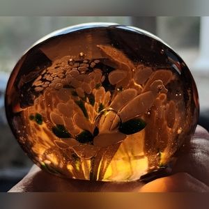 Preowned Murano glass amber‎ paperweight